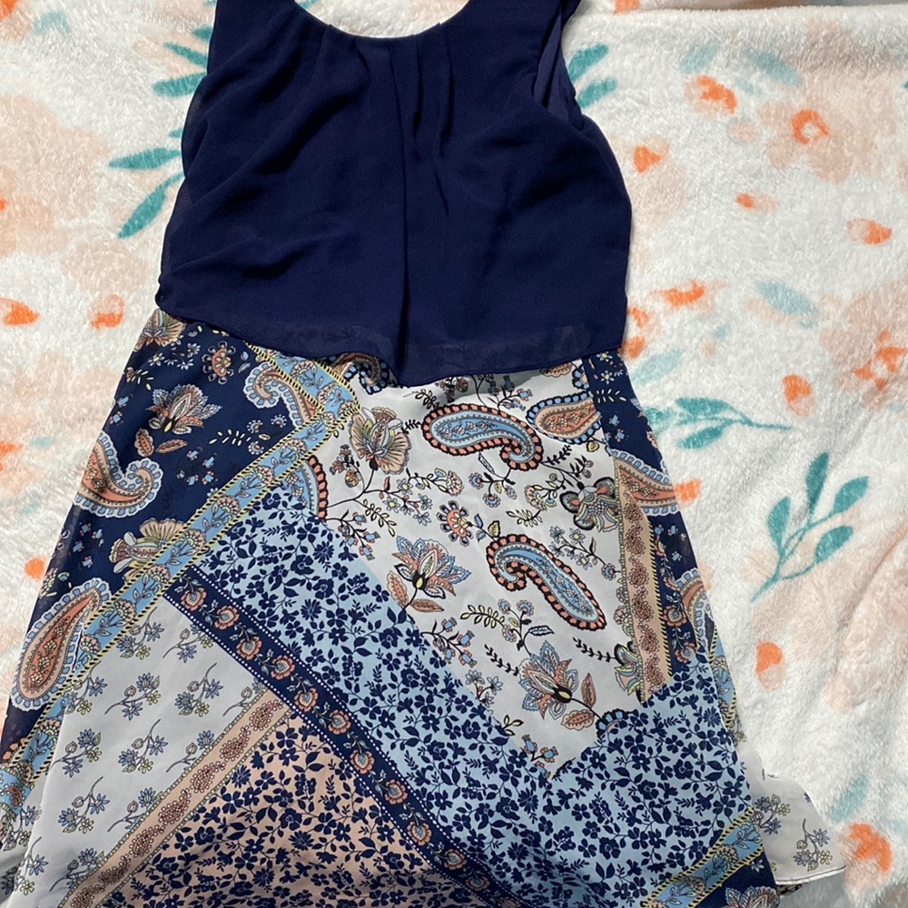 Navy Blue Dress With Flowers